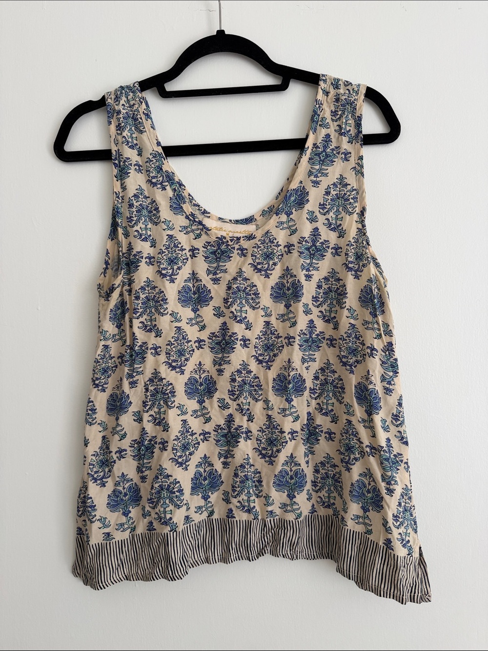 Natalie Martin Cream Tank with Blue Floral Print